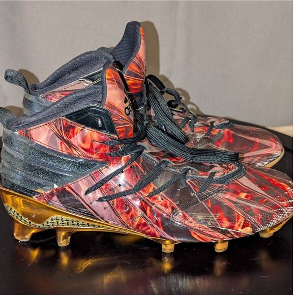 ADIDAS Cleats Mens 8 Freak X Kevlar Mid Black Orange TD Football Futbol Soccer - Picture 1 of 9